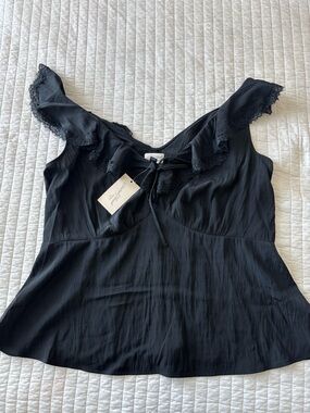 Universal Thread Black Lace-Trim Chemise Top